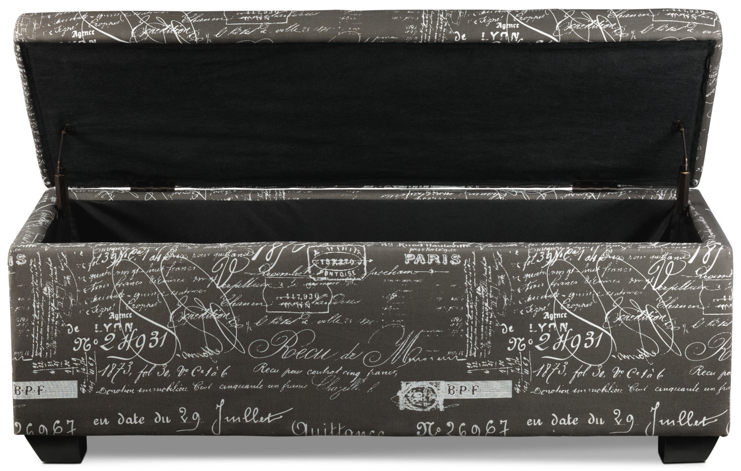 Boardwalk Large Storage Ottoman - Scroll Grey