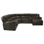 Holton Leather 6-Piece Sectional with Right-Facing Chaise - Charcoal Grey