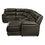 Holton Leather 5-Piece Sectional with Right-Facing Chaise - Charcoal Grey