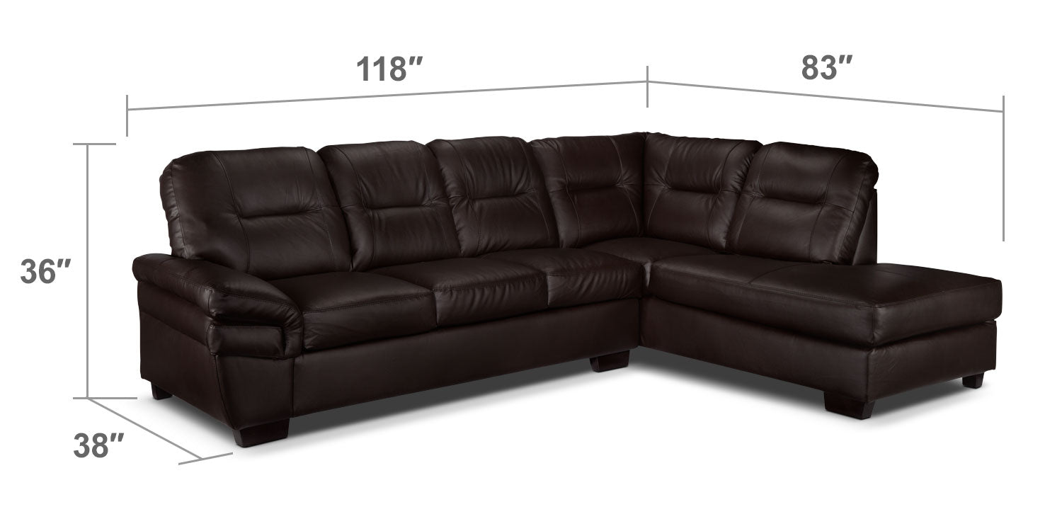 Harper 2-Piece Sectional with Right-Facing Chaise - Dark Chocolate