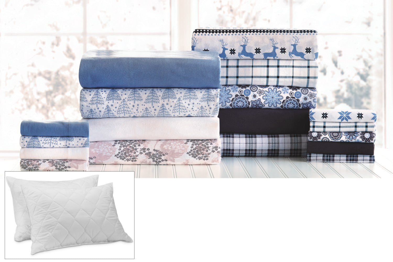 2 Memory Foam Pillows & Full Luxury Sheet Set
