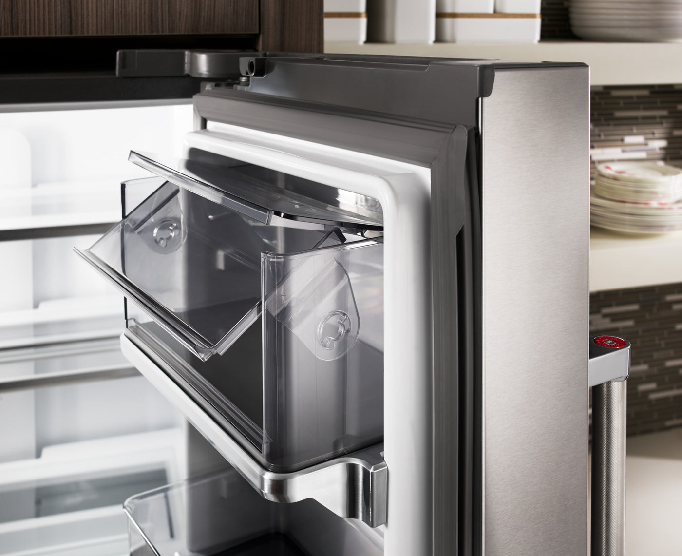 KitchenAid Black Stainless Steel Counter-Depth French Door Refrigerator (23.8 Cu. Ft.) - KRFC704FBS