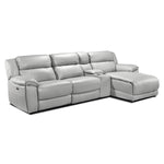 Holton Leather 4-Piece Sectional with Right-Facing Chaise - Grey