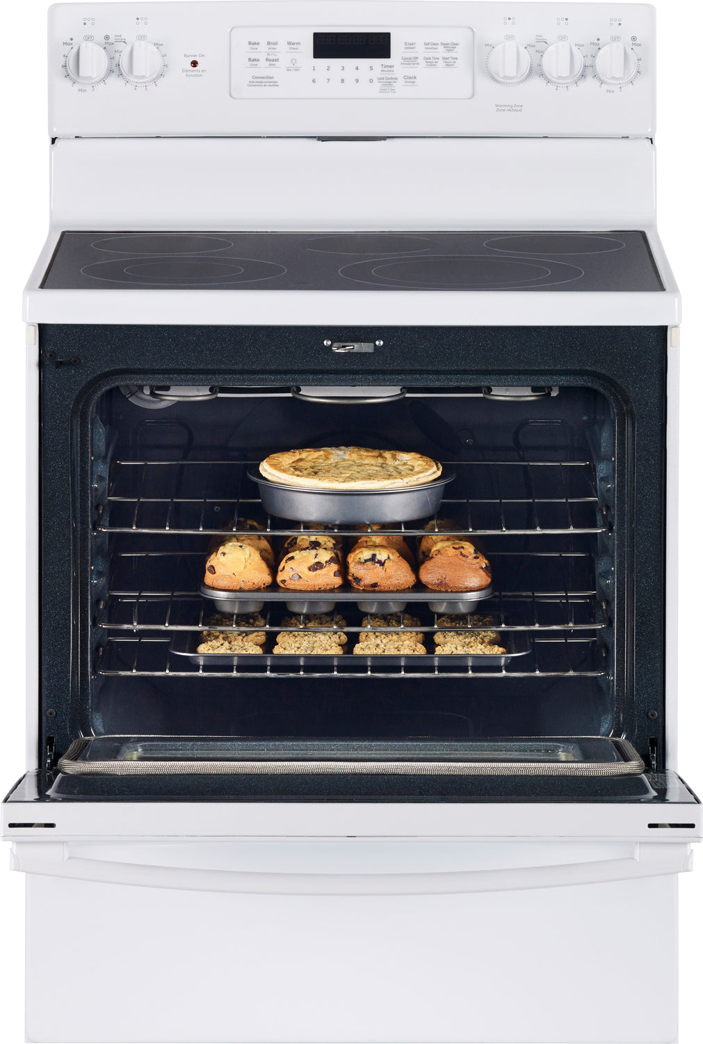 GE White Freestanding Electric Convection Range (5.0 Cu. Ft.) - JCB840DKWW