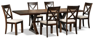 Claira 7-Piece Extendable Dining Set - Rustic Brown