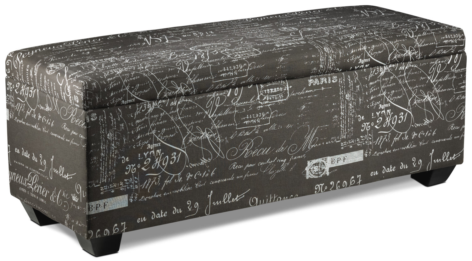 Boardwalk Large Storage Ottoman - Scroll Grey