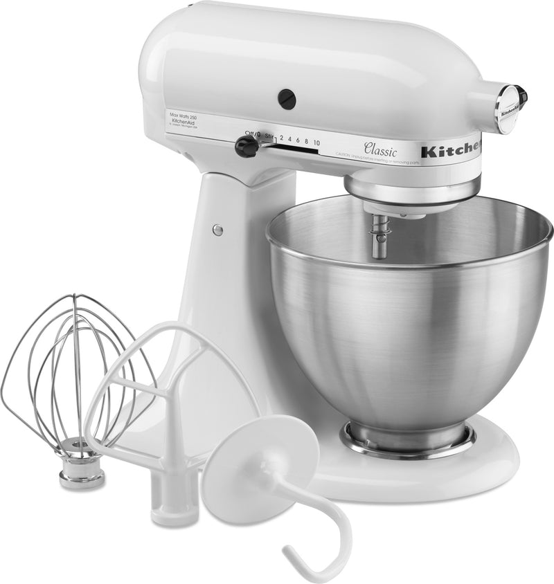 kvarter Amfibiekøretøjer Nedsænkning KitchenAid White Classic Series 4.5-Quart Stand Mixer - K45SSWH | Leon's