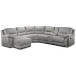 Pasadena 6-Piece Reclining Sectional with Left-Facing Chaise - Light Grey