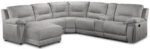 Pasadena 6-Piece Reclining Sectional with Left-Facing Chaise - Light Grey