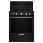 KitchenAid Black Stainless Steel Freestanding Gas Convection Range (5.8 Cu. Ft.) - KFGG500EBS
