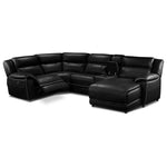 Holton Leather 5-Piece Sectional with Right-Facing Chaise - Black