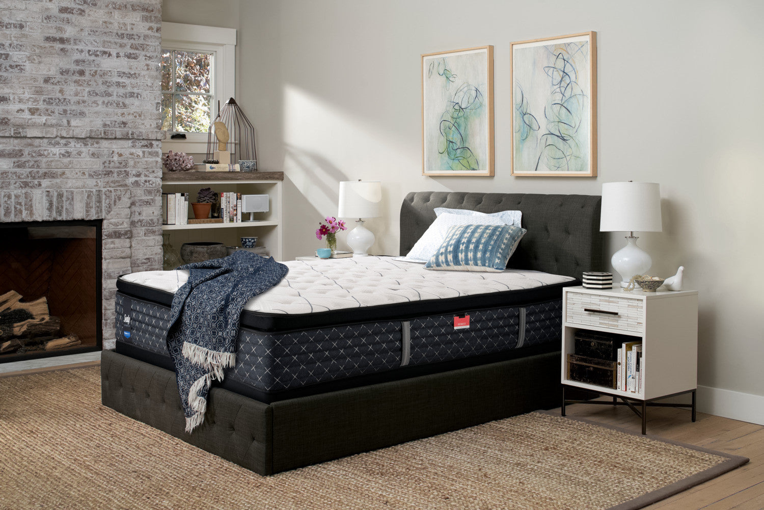 Sealy Pathos Plush Queen Mattress and Low-Profile Boxspring Set