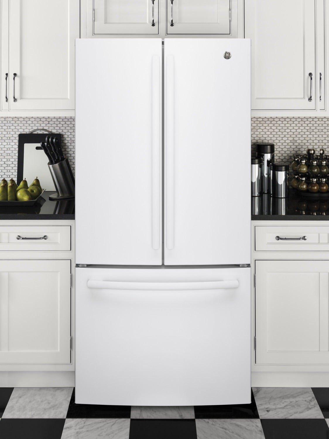 GE 32.75" 18.6 Cu. Ft. White Counter-Depth French Door Refrigerator - GWE19JGLWW