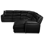 Holton Leather 6-Piece Sectional with Right-Facing Chaise - Black