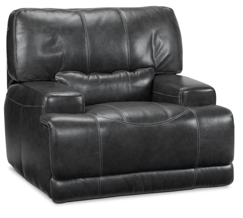 Dearborn Leather Power Reclining Sofa and Recliner Set Charcoal Leon's
