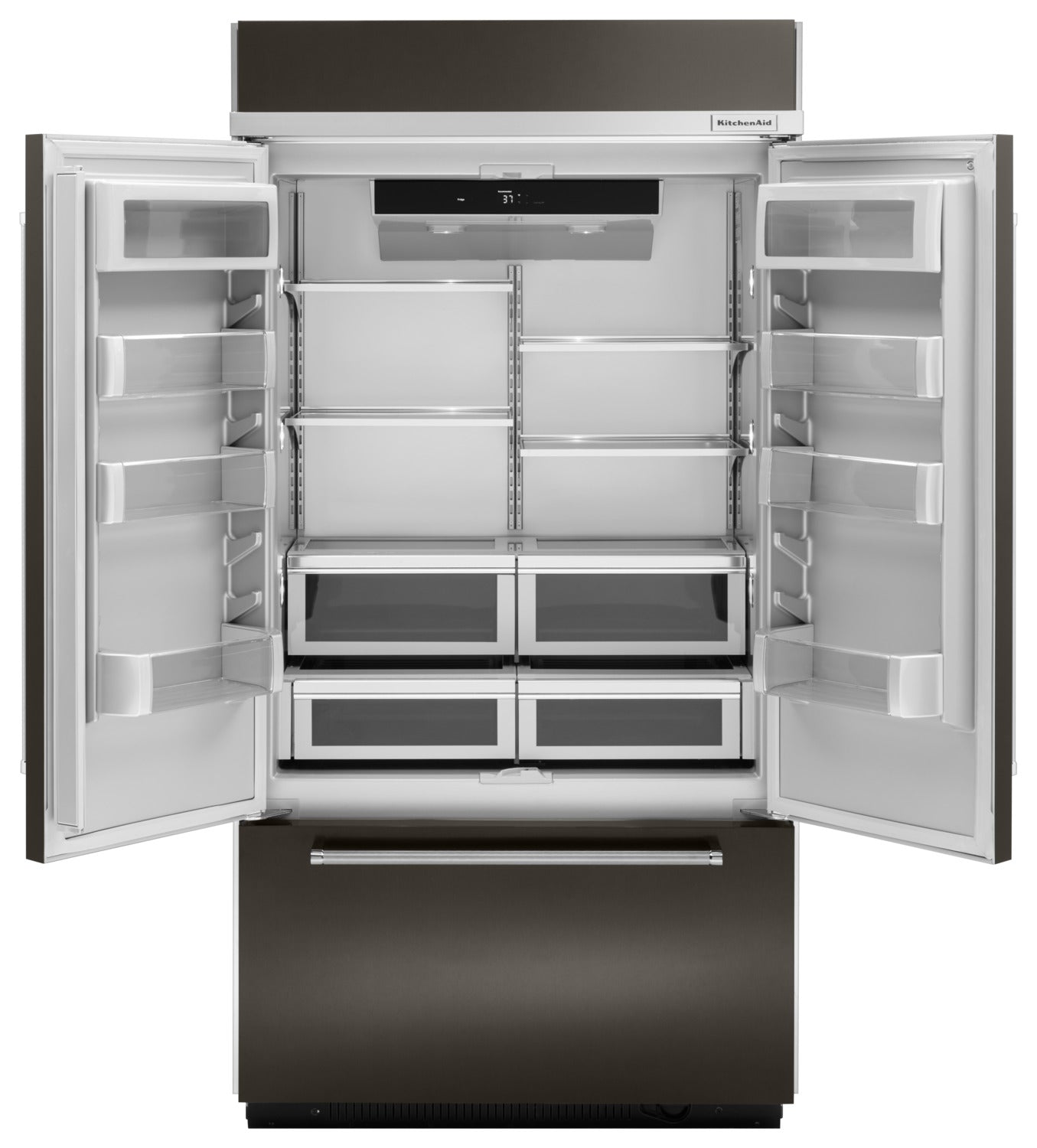 KitchenAid 42" 24.2 Cu. Ft. Black Stainless Steel French Door Refrigerator - KBFN502EBS