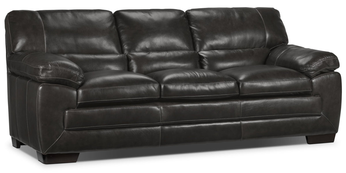 Amarillo Leather Sofa - Charcoal