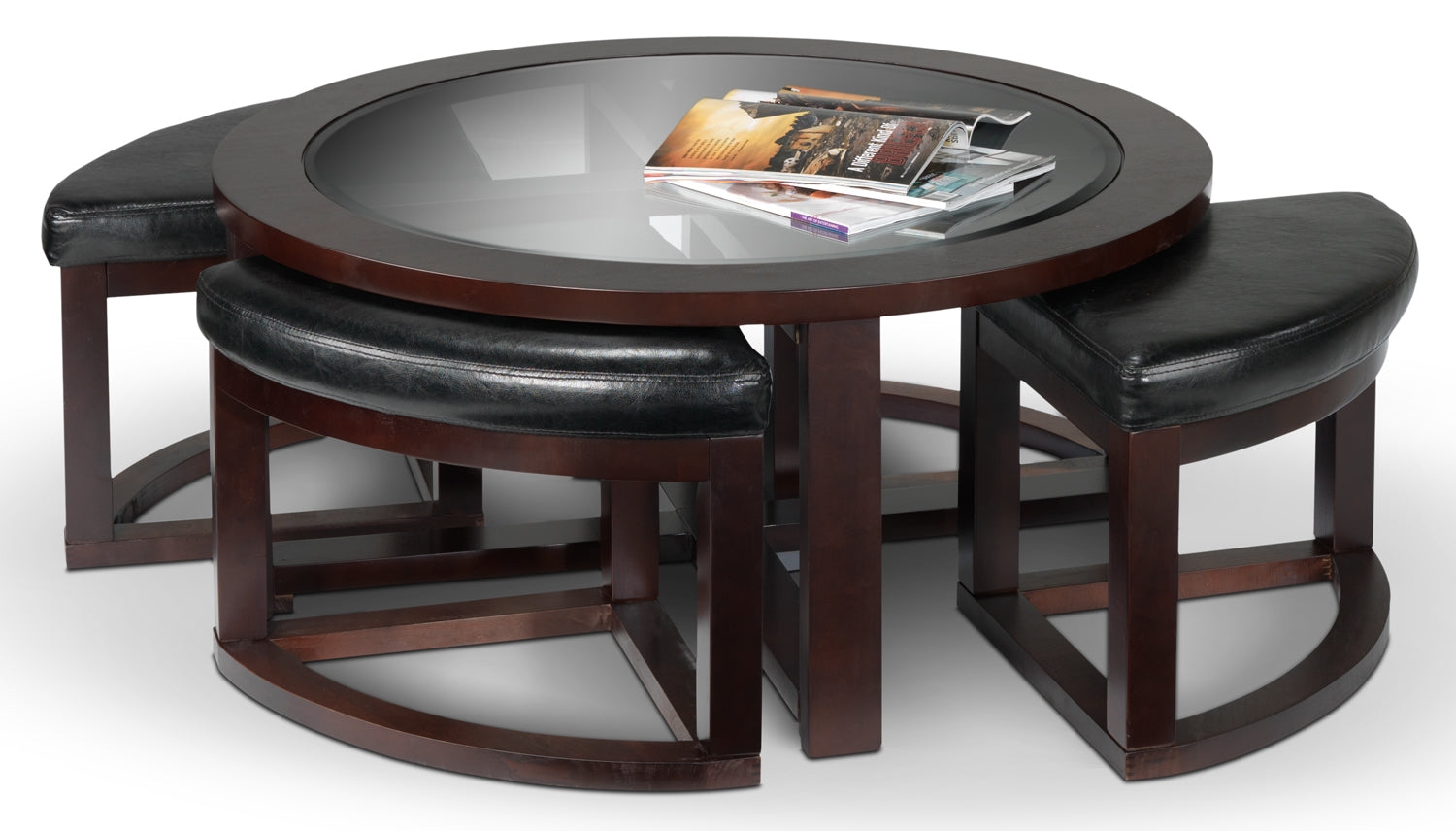 Emma Coffee Table w/ Four Ottomans - Espresso