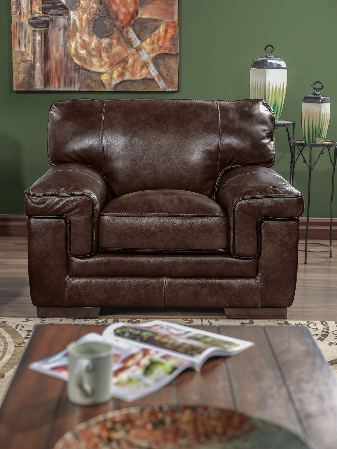 Stampede Leather Chair - Coffee