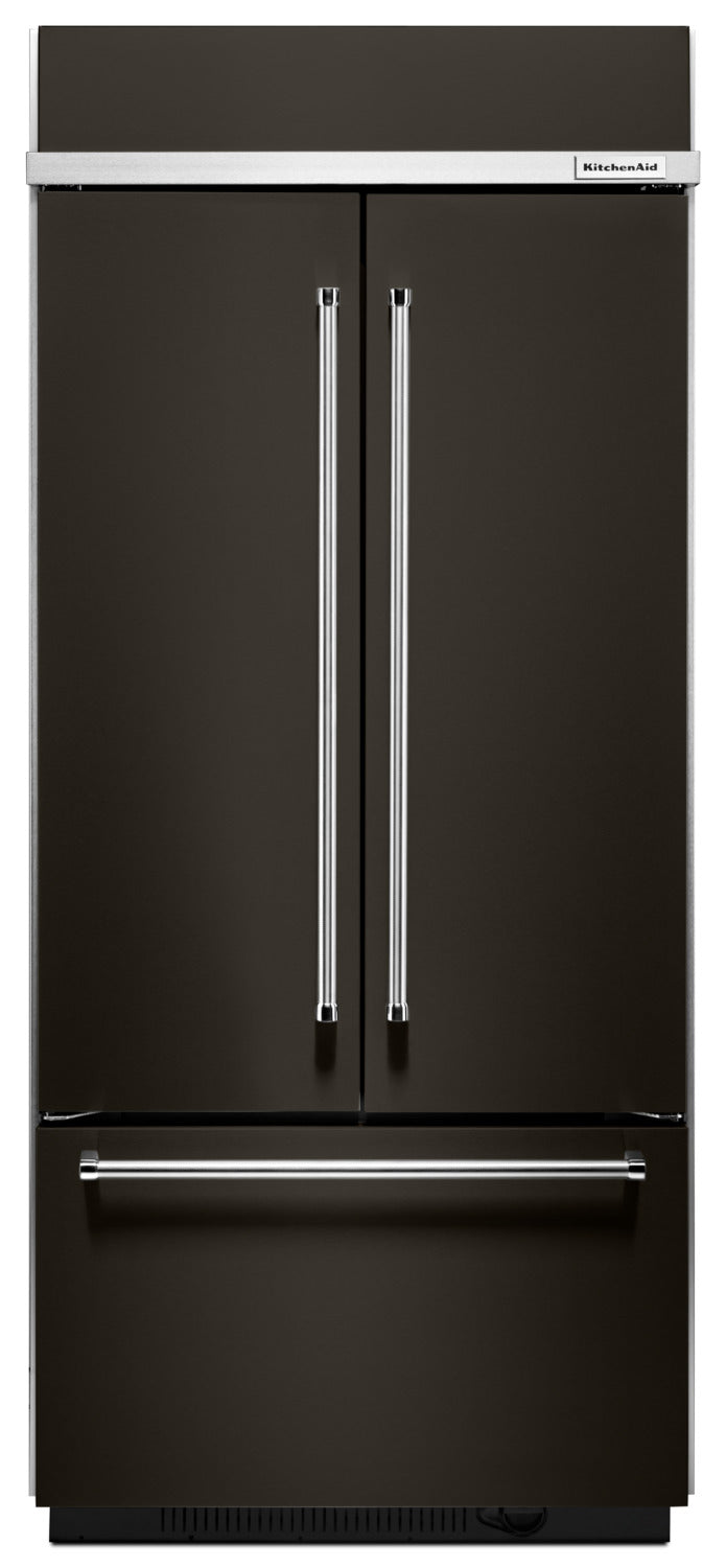 KitchenAid 36.25" 20.8 Cu. Ft. Black Stainless Steel French Door Refrigerator - KBFN506EBS