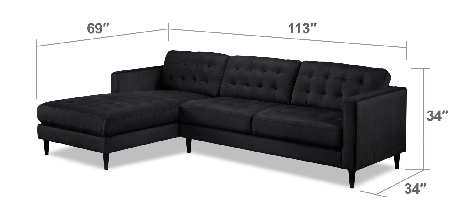 Paragon 2-Piece Sectional with Left-Facing Chaise - Charcoal