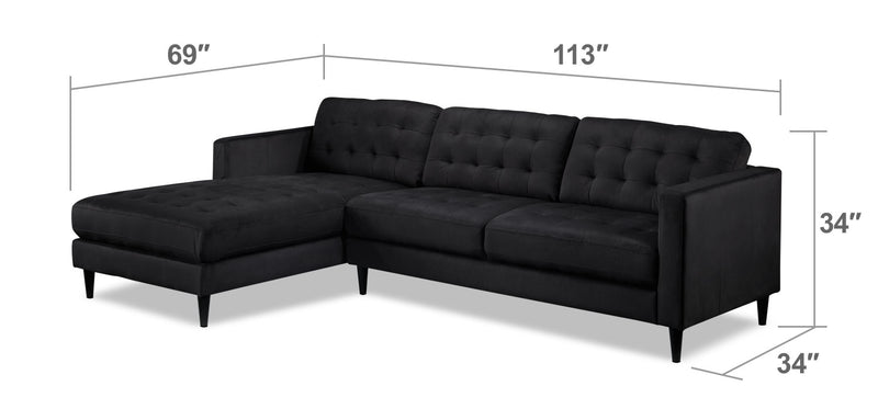 Paragon 2 Piece Sectional with Left Facing Chaise Charcoal Leon s