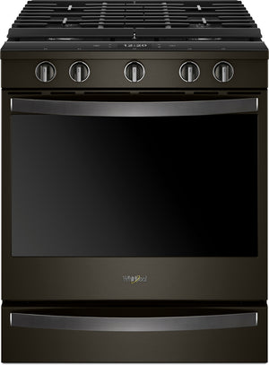 Whirlpool Black Stainless Steel Slide-In Gas True Convection Range (5.8 Cu. Ft.) - WEG750H0HV