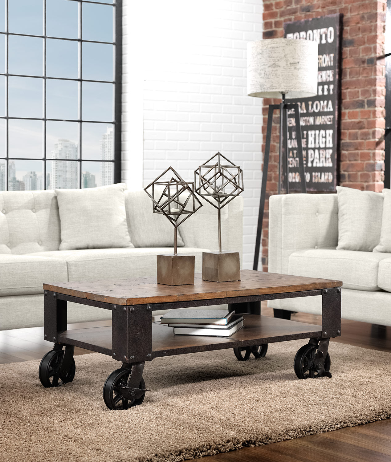 Pinebrook Condo Coffee Table - Distressed Natural Pine