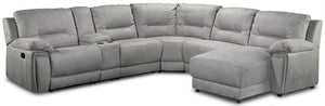 Pasadena 6-Piece Reclining Sectional with Right-Facing Chaise - Light Grey