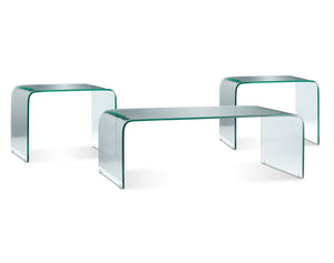 Flow Coffee Table and Two End Tables - Glass