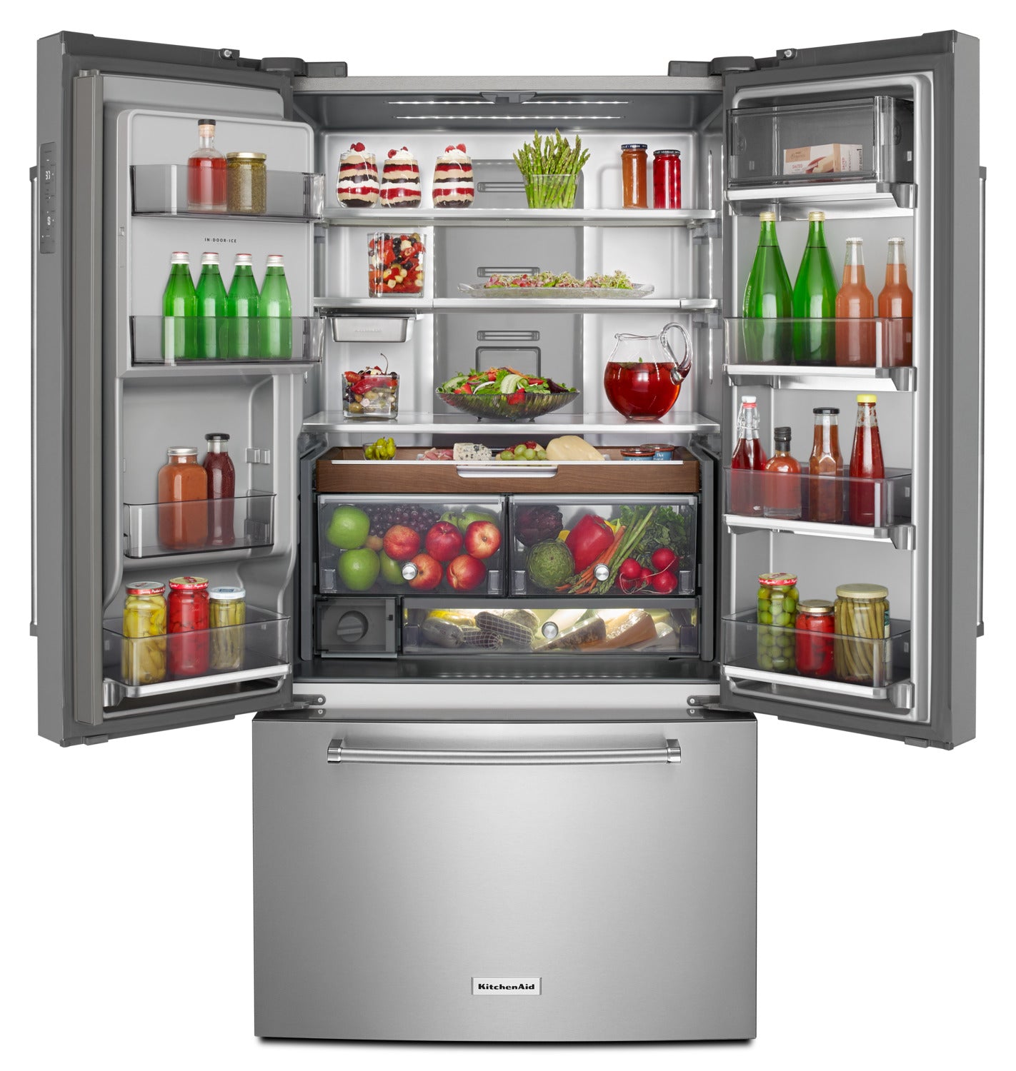 KitchenAid 35.8" 23.8 Cu. Ft. Stainless Steel Counter-Depth French Door Refrigerator - KRFC704FPS