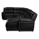 Holton Leather 5-Piece Sectional with Right-Facing Chaise - Black