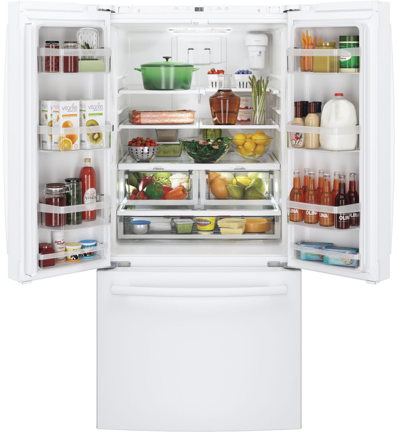 GE 32.75" 18.6 Cu. Ft. White Counter-Depth French Door Refrigerator - GWE19JGLWW