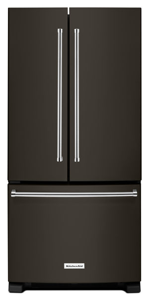 KitchenAid 33" 22.1 Cu. Ft. Black Stainless Steel French Door Refrigerator - KRFF302EBS