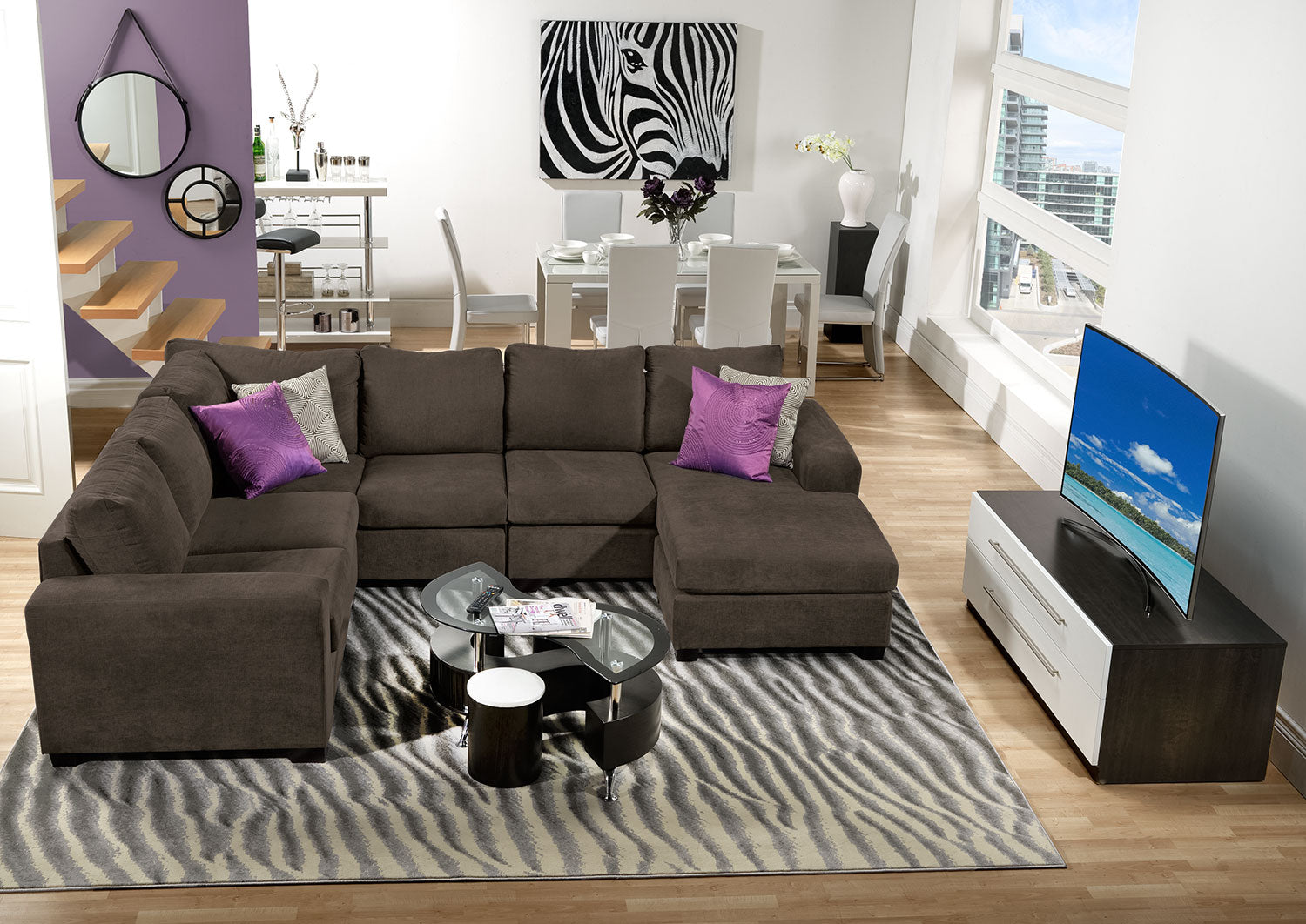 Danielle 3-Piece Sectional with Right-Facing Corner Wedge - Java