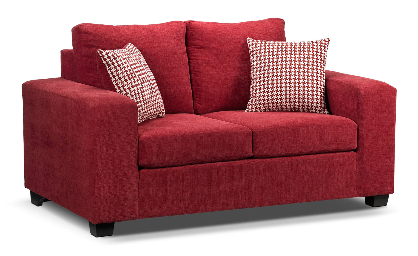 Fava Sofa and Loveseat Set - Red