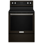 KitchenAid Black Stainless Steel Freestanding Electric Convection Range (6.4 Cu. Ft.) - YKFEG500EBS
