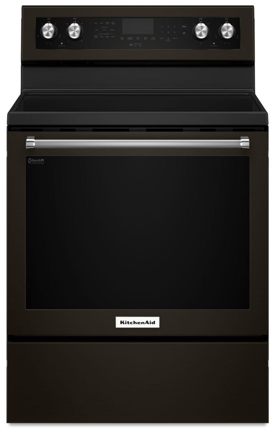 KitchenAid Black Stainless Steel Freestanding Electric Convection Range (6.4 Cu. Ft.) - YKFEG500EBS