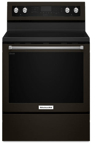 KitchenAid Black Stainless Steel Freestanding Electric Convection Range (6.4 Cu. Ft.) - YKFEG500EBS