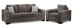 Fava Sofa and Chair Set - Grey