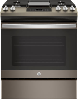 GE Premium Slate Appearance Slide-In Gas Range (5.4 Cu. Ft.) - JCGSS66EELES