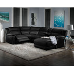 Holton Leather 5-Piece Sectional with Right-Facing Chaise - Black