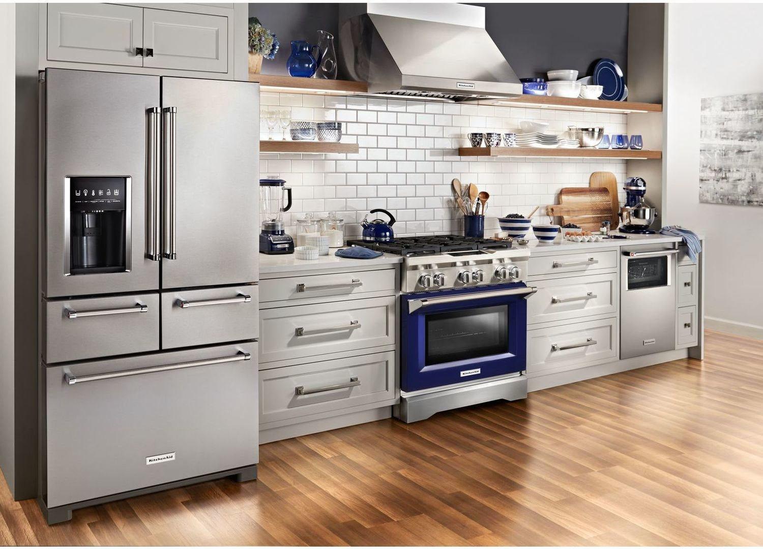KitchenAid Cobalt Blue Slide-In Dual Fuel True Convection Range (4.1 Cu. Ft.) - KDRS407VBU