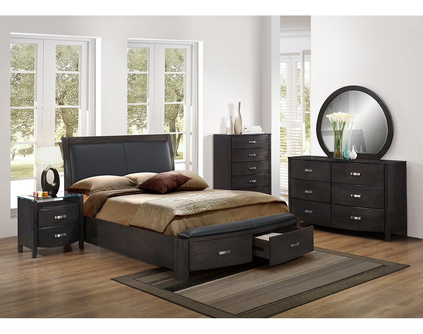 Cinema 3-Piece King Storage Bed - Charcoal