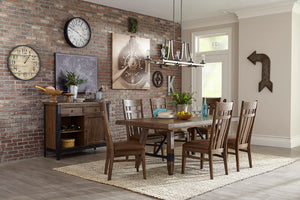 River Falls 7-Piece Extendable Dining Trestle Table Set - Brown