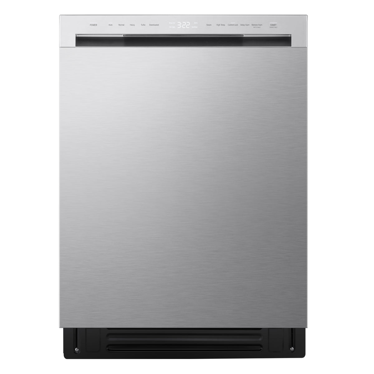 LG Stainless Steel FlushFit 48 dB Front Control Dishwasher with recessed handle and digital control panel