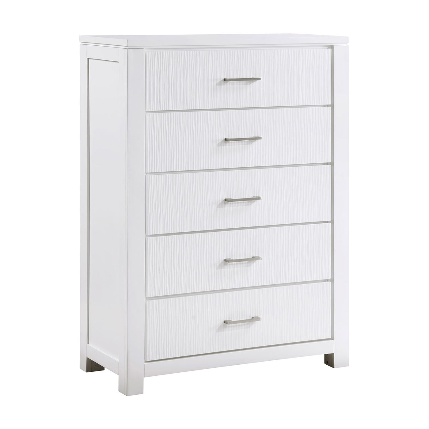 Paris 5-Piece Queen Storage Bedroom Package - White, Silver