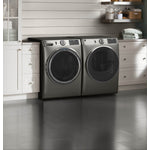 GE Satin Nickel Front Load Washer (5.5 Cu. Ft.) & GE Satin Nickel Electric Front Load Dryer (7.8 Cu. Ft.) - GFW650SPNSN/GFD65ESMNSN