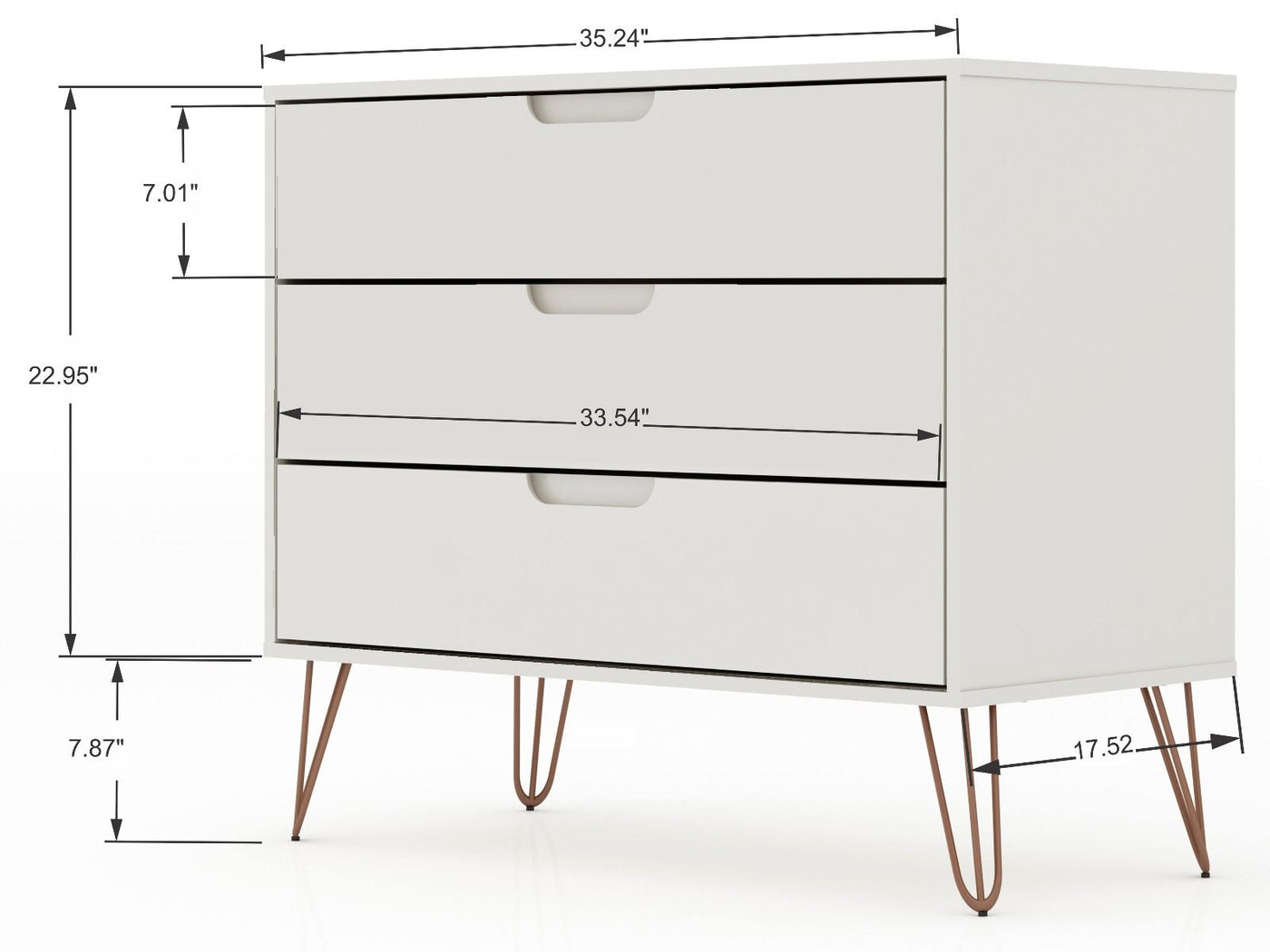 Nuuk 3-Drawer Dresser - Off White