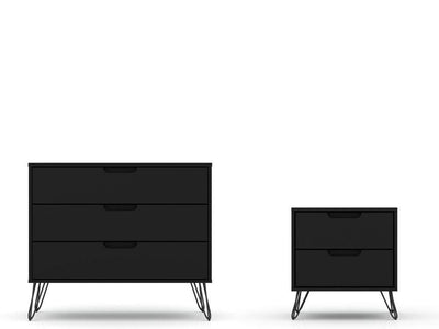 Nuuk 3-Drawer Dresser and Night Table Set - Black